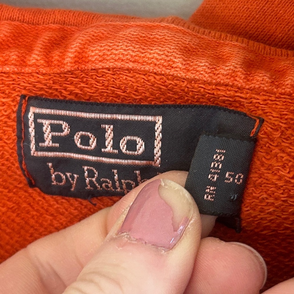 Y2K POLO RALPH LAUREN Orange Full Zip Hoodie Jacket Preppy Mall Casual | Men’s S - Picture 3 of 15